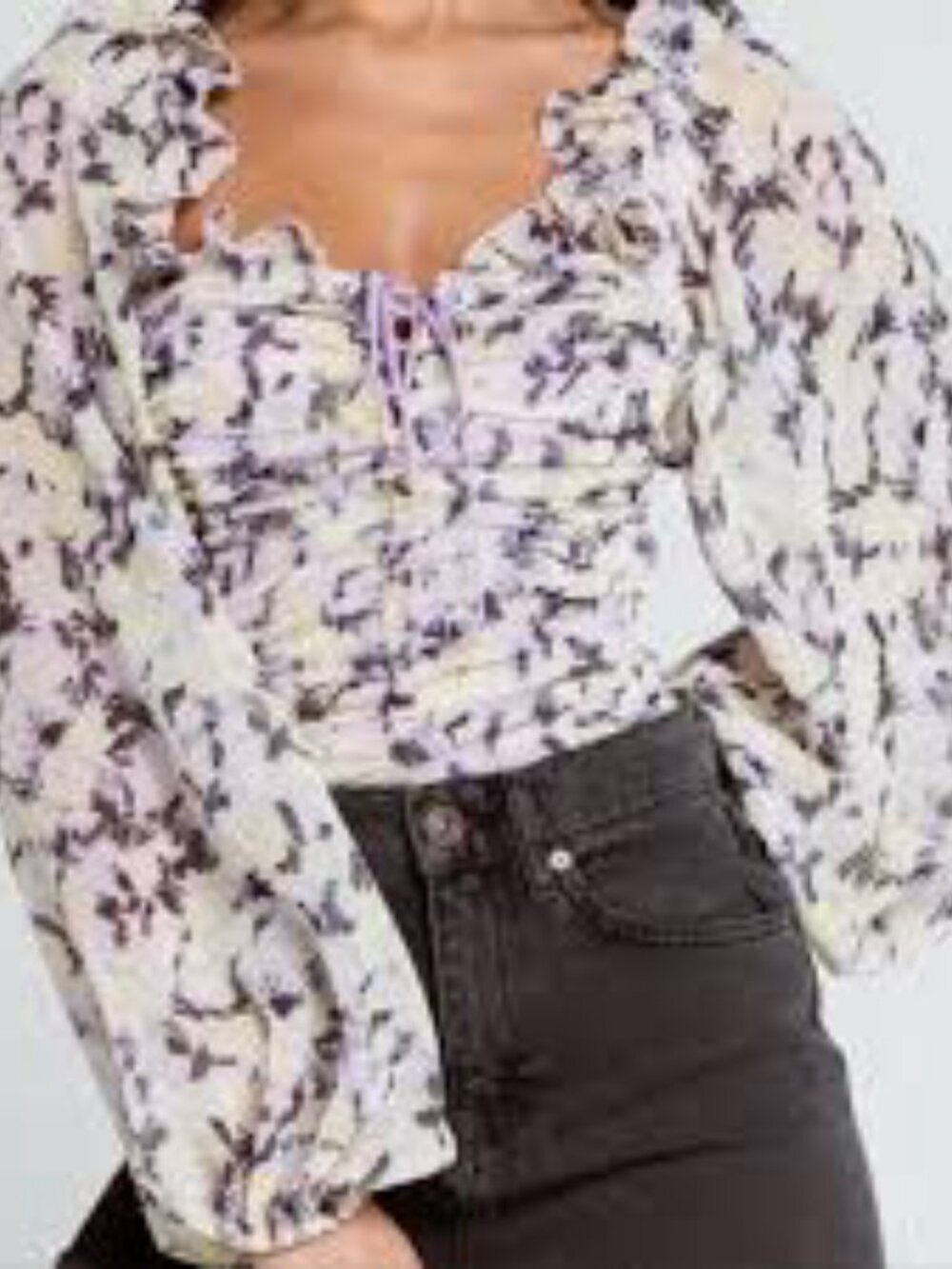 Free People Lilac Combo Mabel Print Blouse Size S